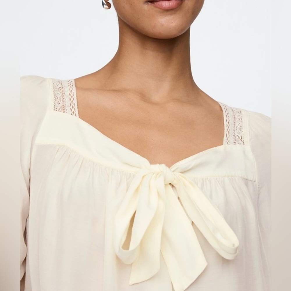 Cream Blouse with Lace Details GAP